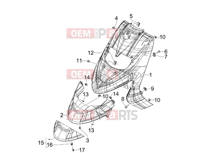 gilera 2009 Stalker 50 Frame - Plastic parts - Coachwork » Front shield