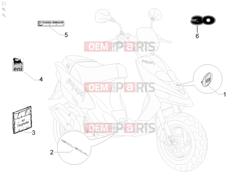gilera 2009 Stalker 50 Frame - Plastic parts - Coachwork » Plates - Emblems
