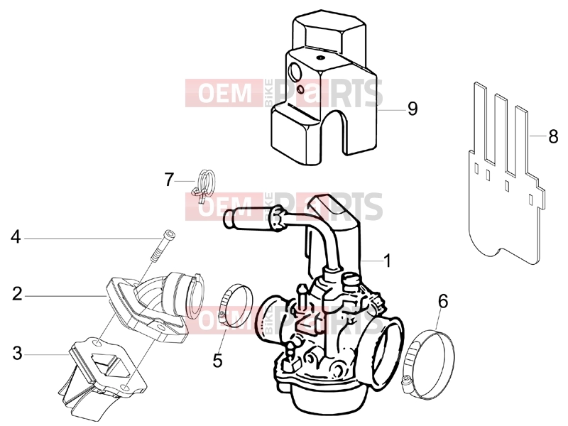 gilera 2011 Stalker 50 Engine » Carburettor, assembly - Union pipe