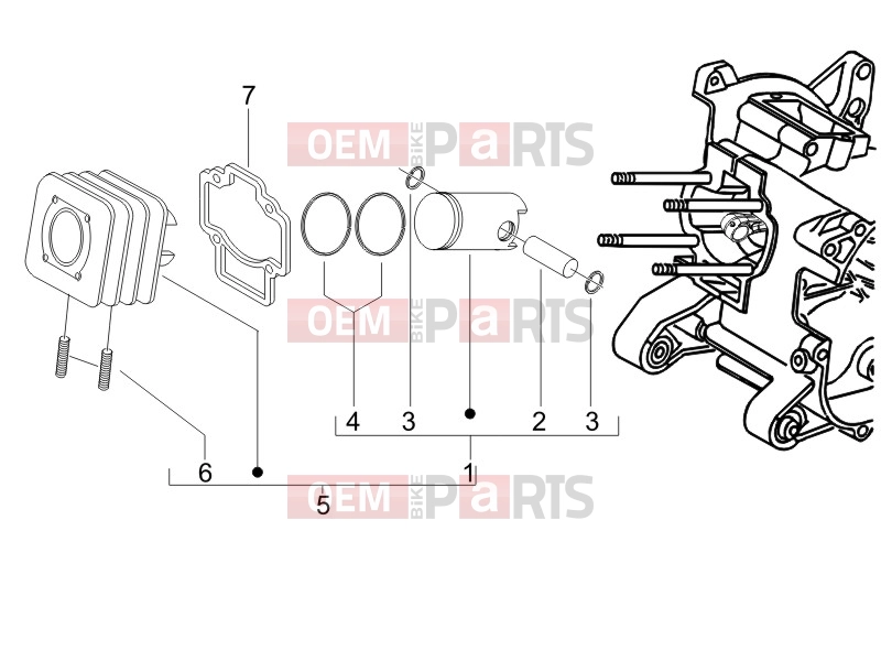 gilera 2011 Stalker 50 Engine » Cylinder-piston-wrist pin unit
