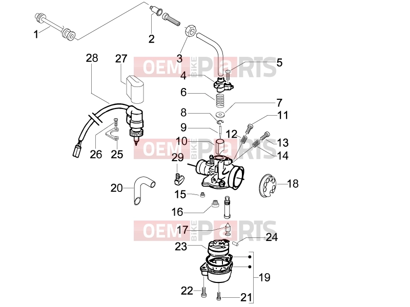 gilera 2012 Stalker 50 Engine » Carburetor's components