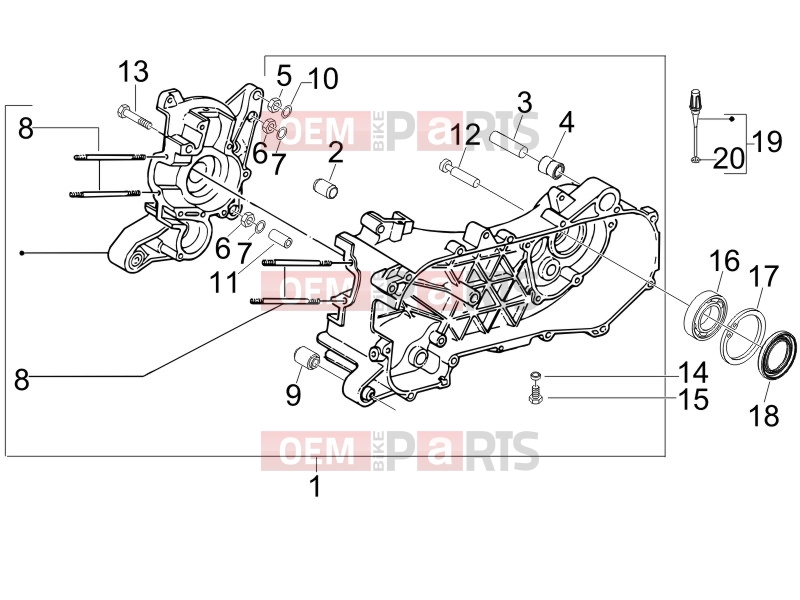 gilera 2008 Stalker 50 Naked Engine » Crankcase