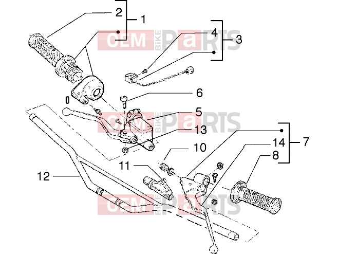 gilera Zulu Handlebars » Handlebars component parts