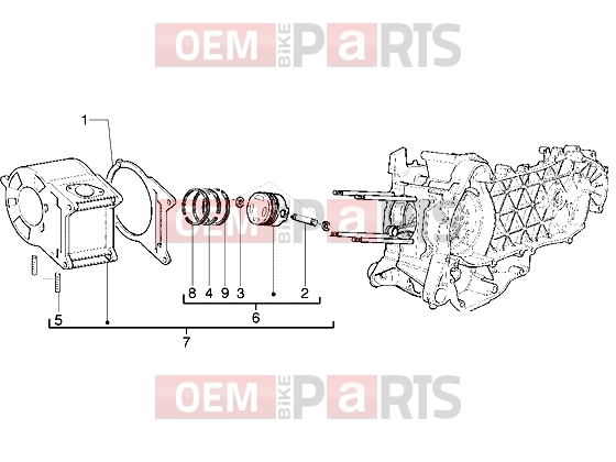 gilera Runner VX Engine » Cylinder-piston-wrist pin, assy
