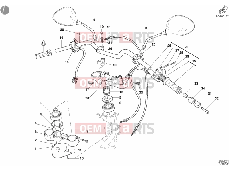 DUCATI 2008 Monster S4R HANDLEBAR » HANDLE BAR