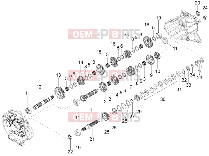 MOTOGUZZI Eldorado 1400 ABS Engine » Gear box - Gear assembly