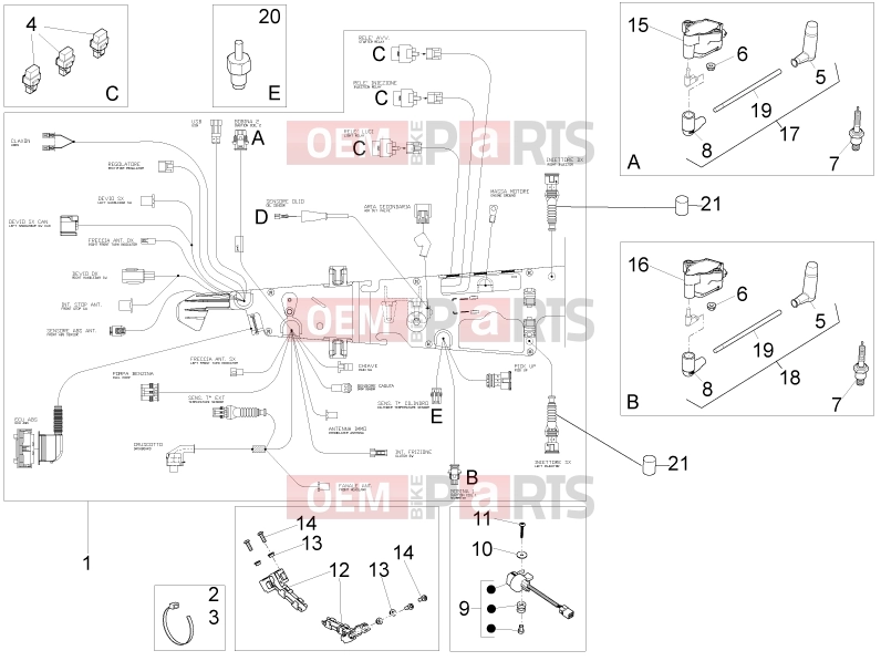 MOTOGUZZI V9 Roamer 850 ABS Electrical systems » Central electrical system
