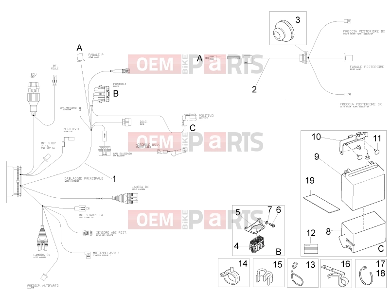 MOTOGUZZI V9 Roamer 850 ABS Electrical systems » Rear electrical system