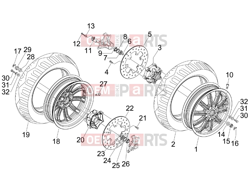 PIAGGIO MP3 125 ie 2008-2011 (EMEA) Suspensions - Wheels » Front wheel