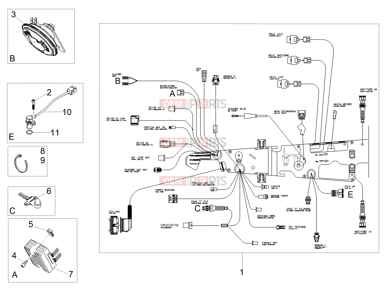 MOTOGUZZI V7 III Stone 750 E4 2019 (EMEA) Electrical systems » Front electrical system