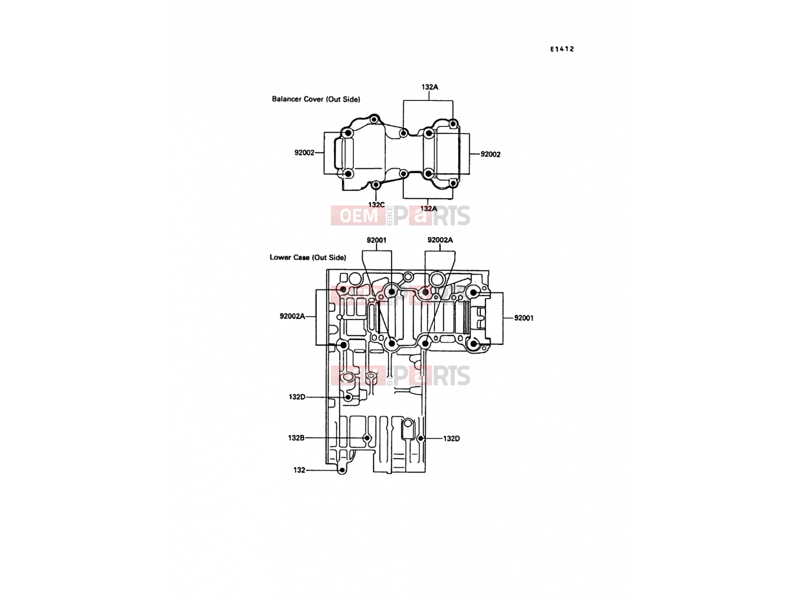 KAWASAKI 1990 Crankcase Bolt Pattern