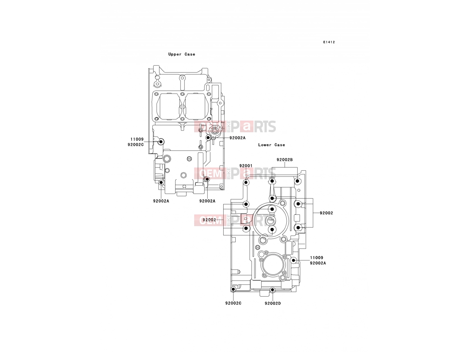 KAWASAKI 1991 Crankcase Bolt Pattern