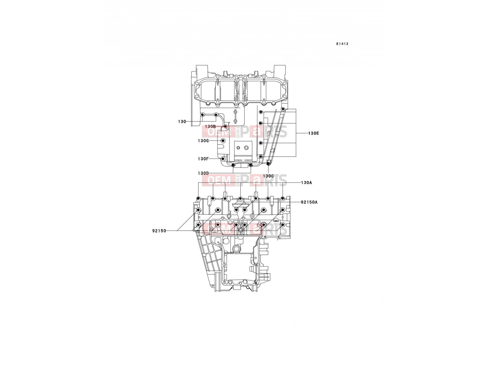KAWASAKI 1994 Crankcase Bolt Pattern