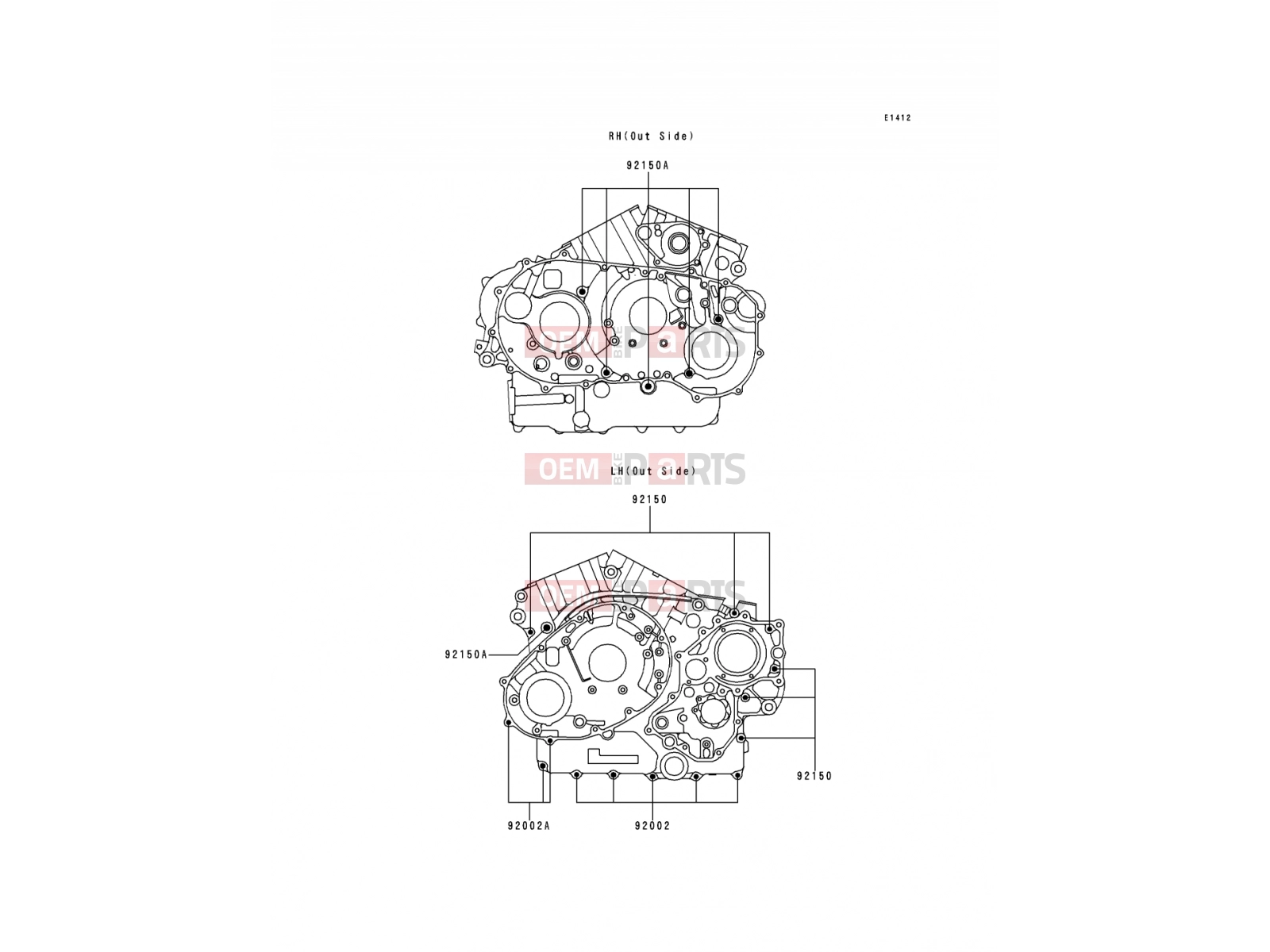 KAWASAKI 1999 Crankcase Bolt Pattern
