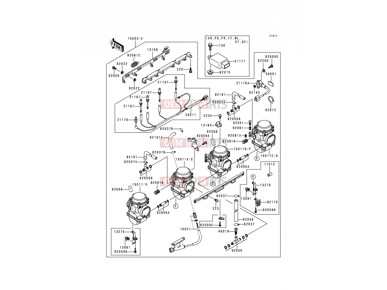 Kawasaki ZR750-F1 パーツカタログ Kawasaki ZR-7 (ZR750-F1) Carburetor exploded drawing > oem-bike
