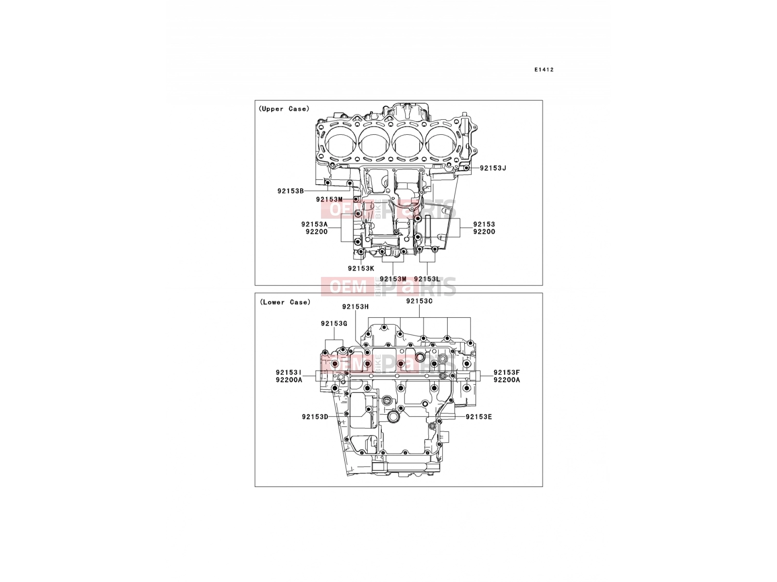 KAWASAKI 2008 Crankcase Bolt Pattern