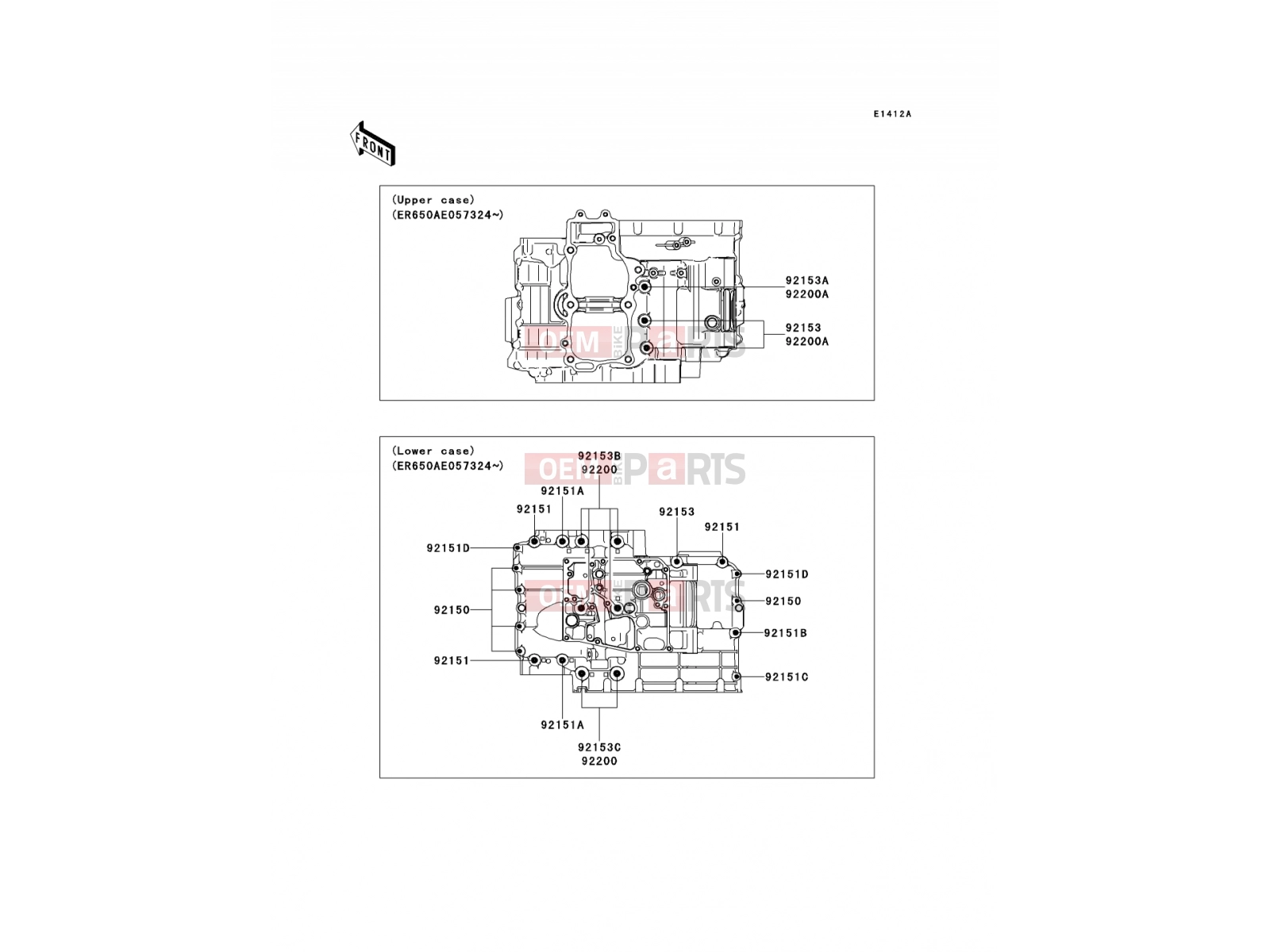 KAWASAKI 2008 Crankcase Bolt Pattern
