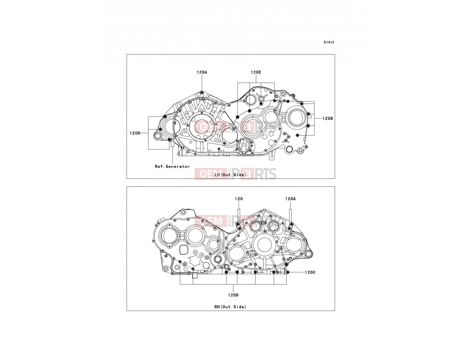 KAWASAKI 2010 Crankcase Bolt Pattern