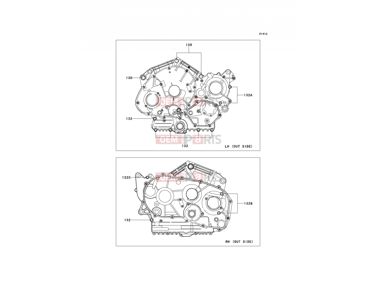 KAWASAKI 2012 Crankcase Bolt Pattern