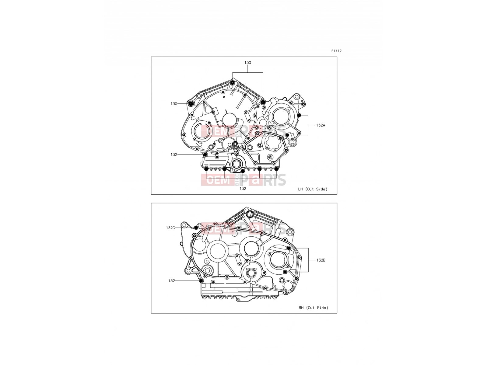 KAWASAKI 2012 Crankcase Bolt Pattern