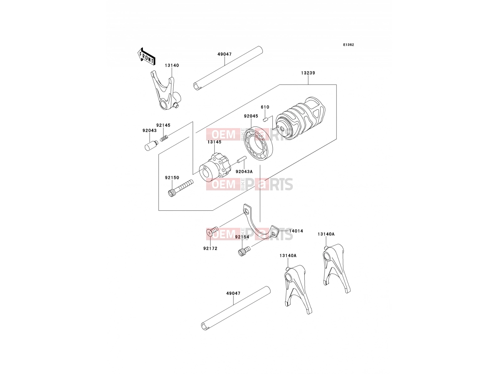 KAWASAKI 2014 Gear Change Drum/Shift Fork(s)