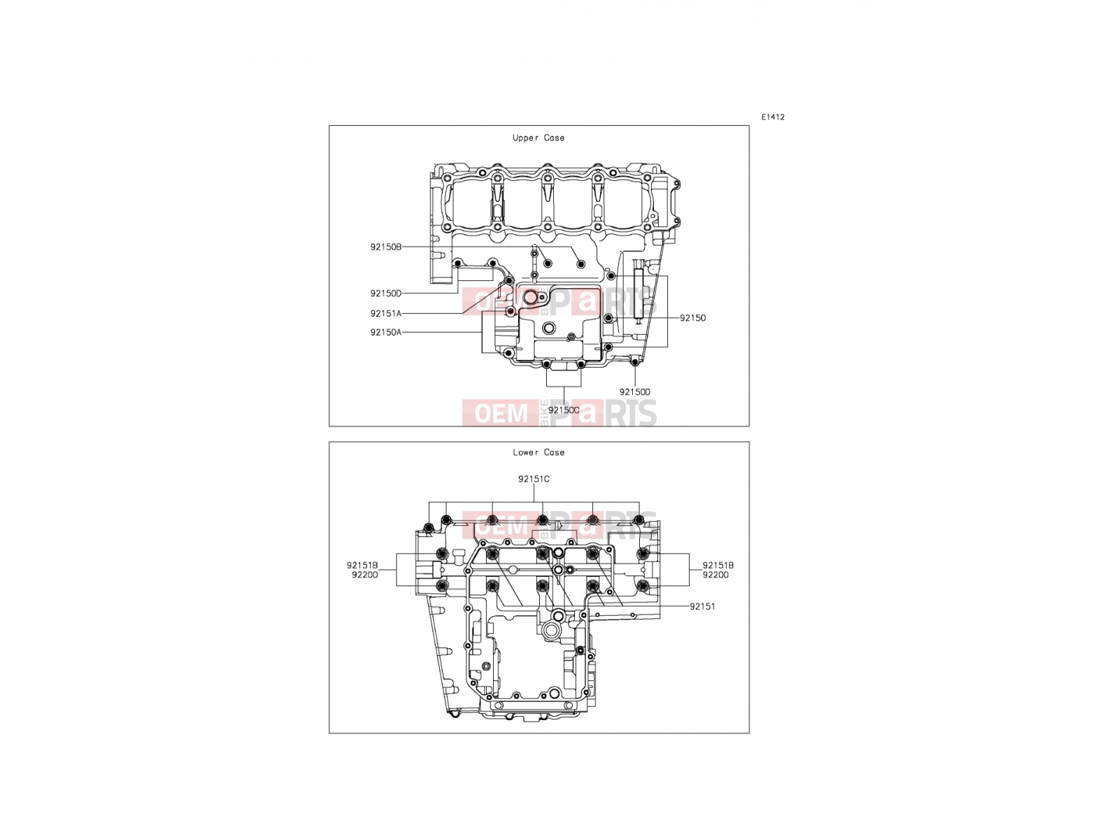 KAWASAKI 2014 Crankcase Bolt Pattern