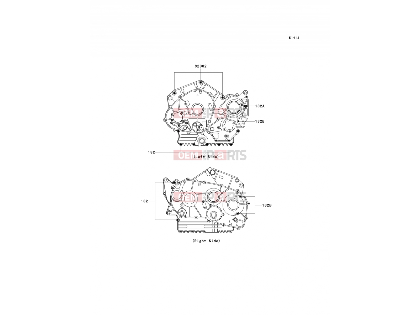 KAWASAKI 2001 Crankcase Bolt Pattern