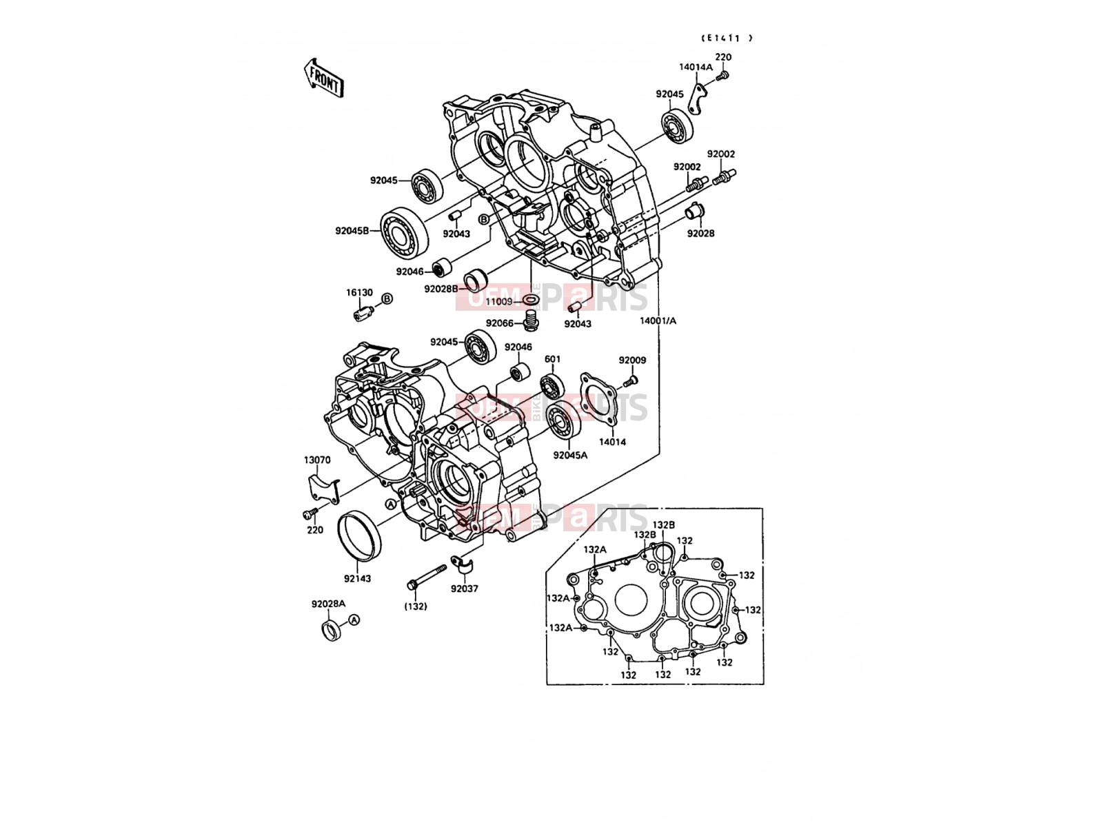 Kawasaki BAYOU 220 (KLF220-A1) Crankcase exploded drawing > oem