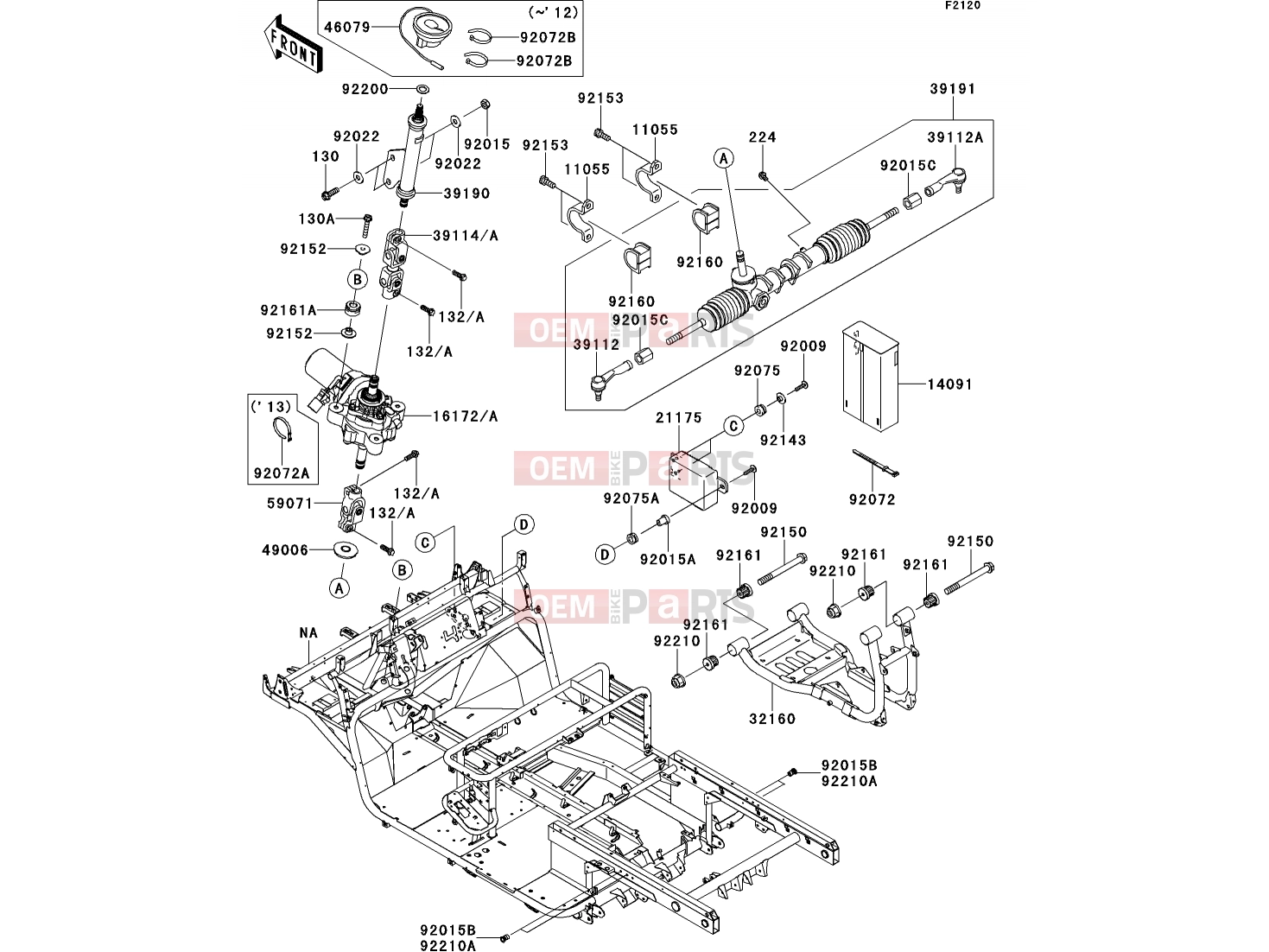 Kawasaki MULE 4010 TRANS 4x4 DIESEL (KAF950G9F) Frame exploded