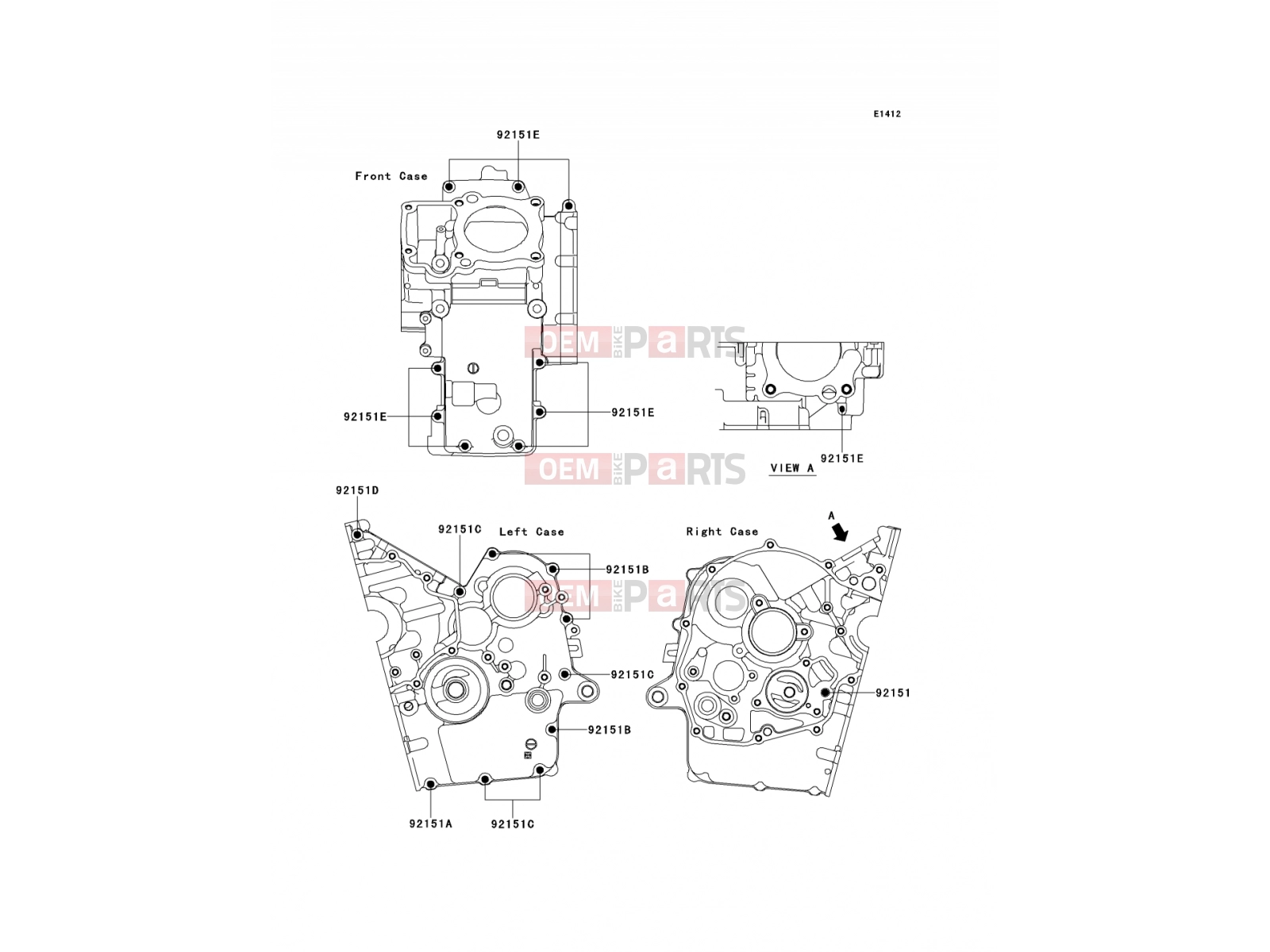 KAWASAKI 2000 Crankcase Bolt Pattern