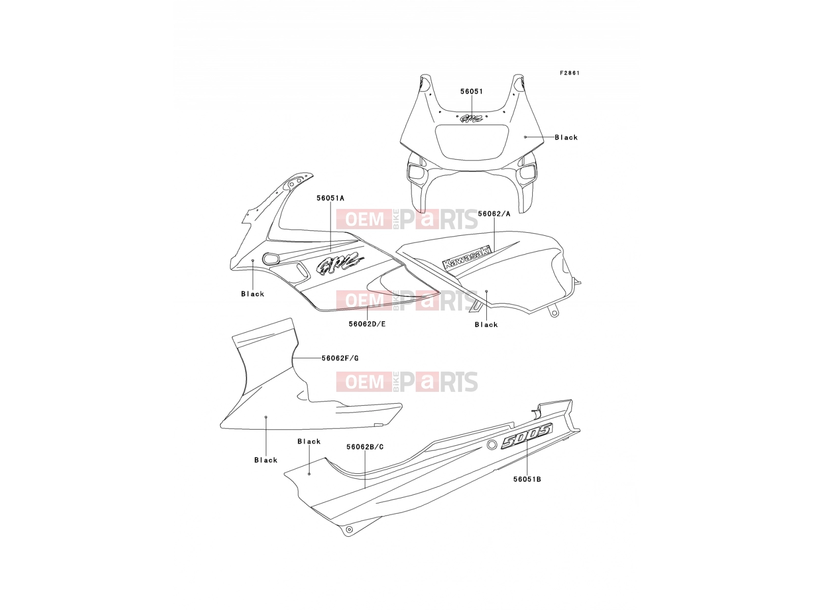 KAWASAKI 2000 Decals(Black)