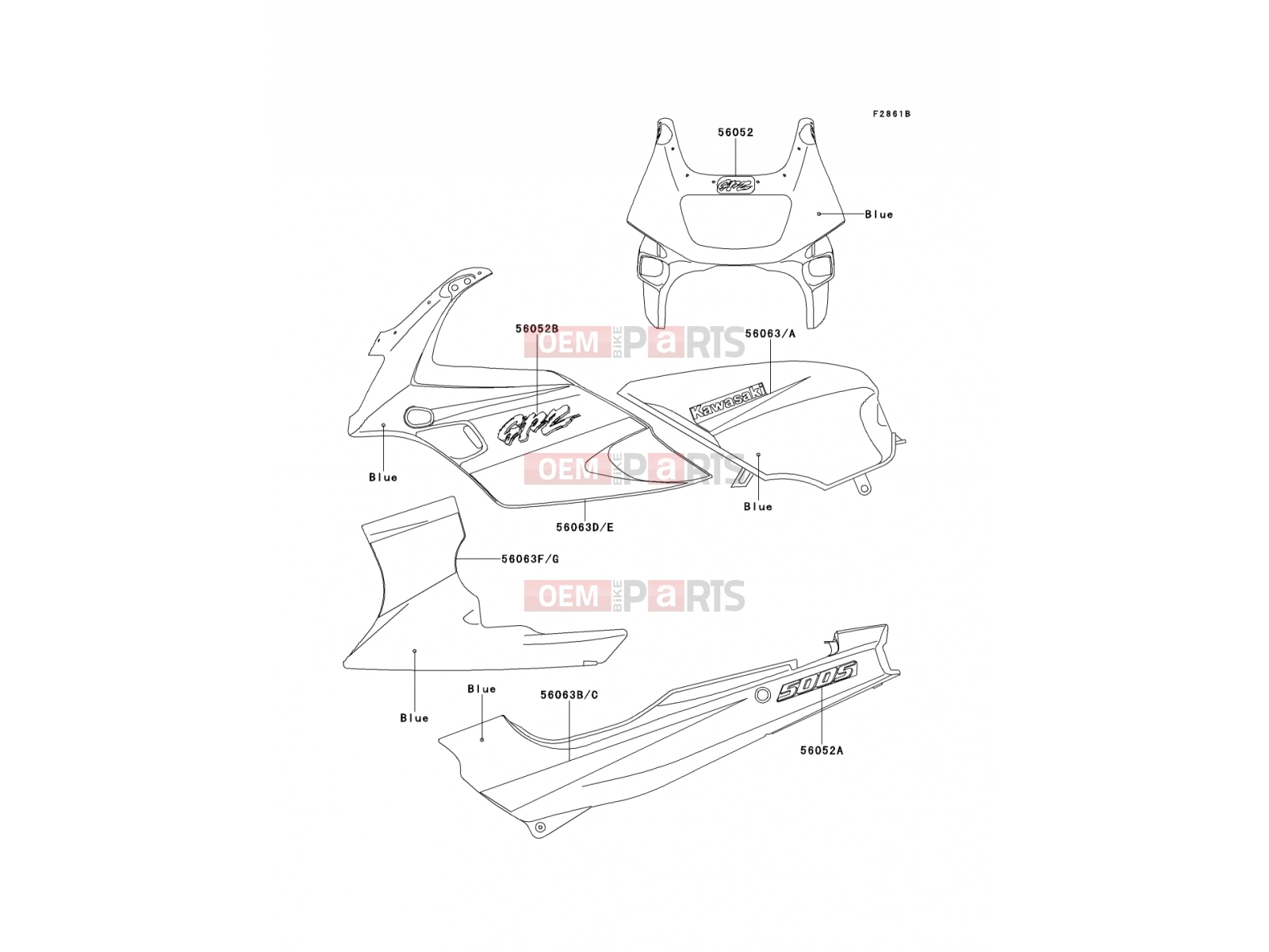 KAWASAKI 2000 Decals(Blue)