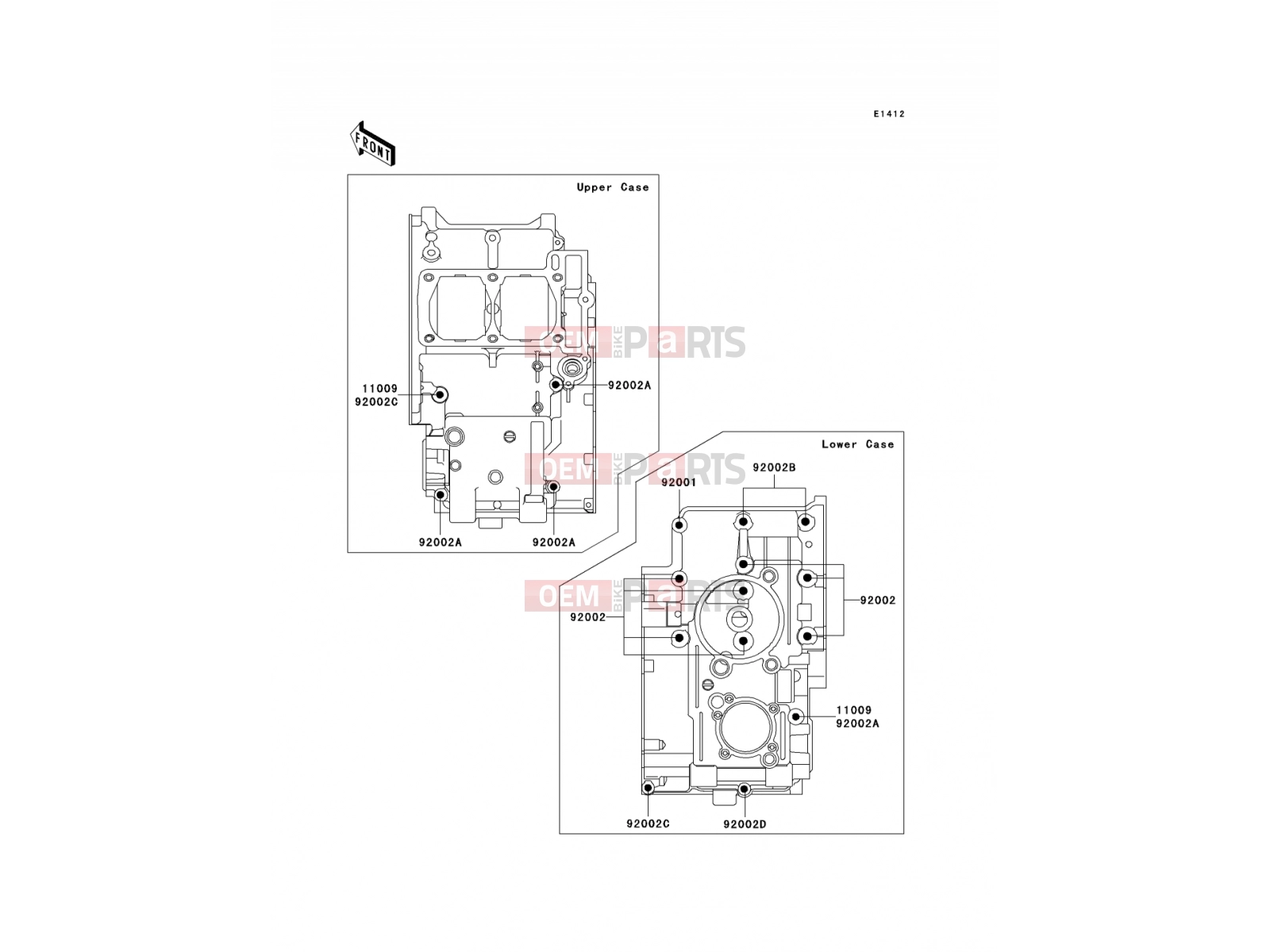 KAWASAKI 2000 Crankcase Bolt Pattern