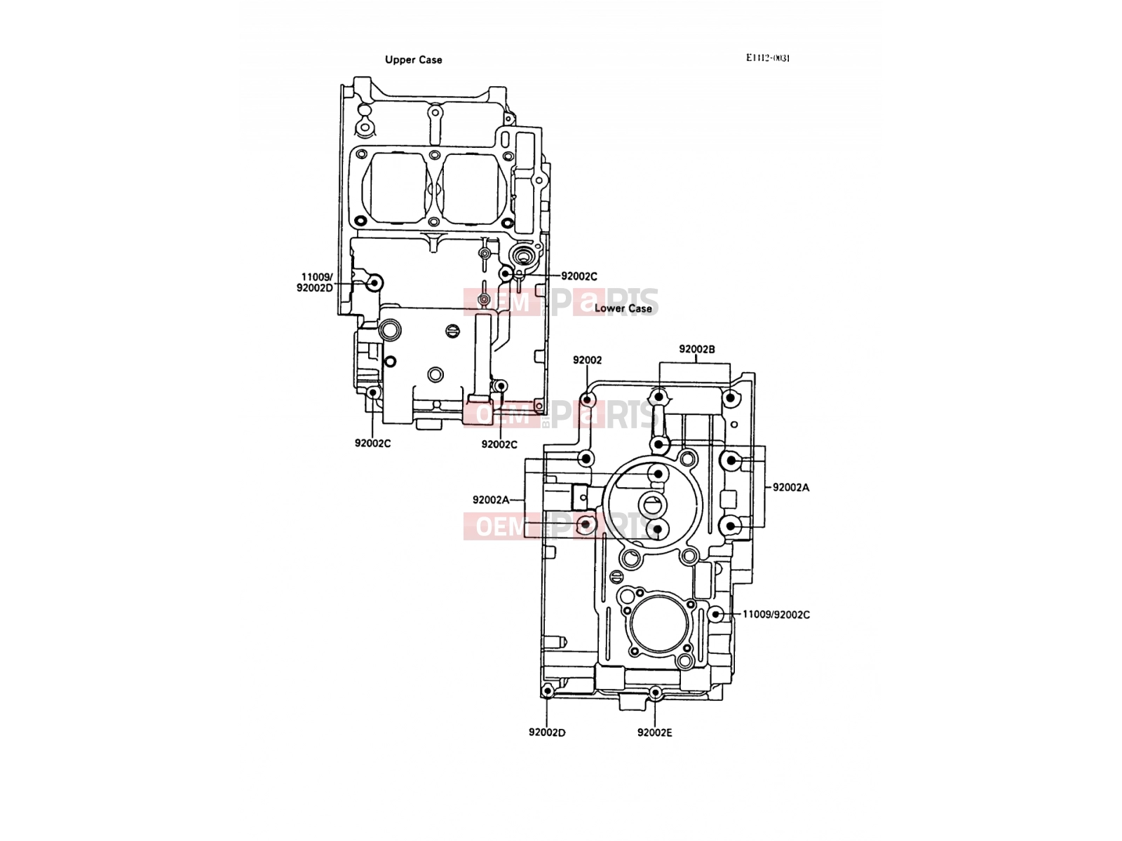 KAWASAKI 1988 Crankcase Bolt Pattern