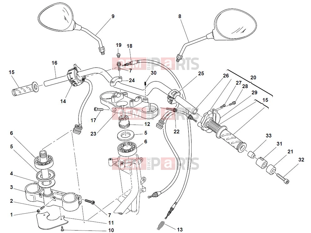 DUCATI 2004 Monster 1000 S HANDLEBAR AND CONTROLS