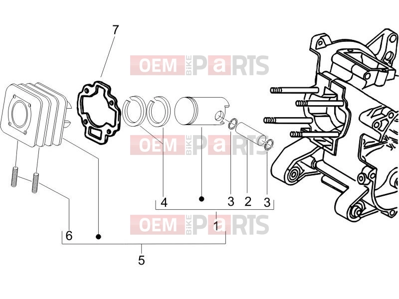 PIAGGIO Fly 50 2T Engine » Cylinder-piston-wrist pin unit