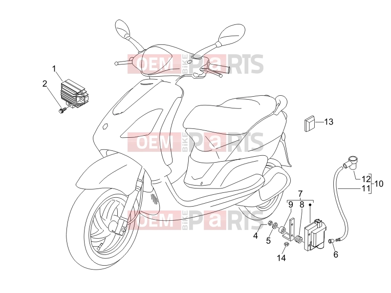 PIAGGIO Fly 50 2T Electrical system » Voltage Regulators - Electronic Control Units (ecu) - H.T. Coil