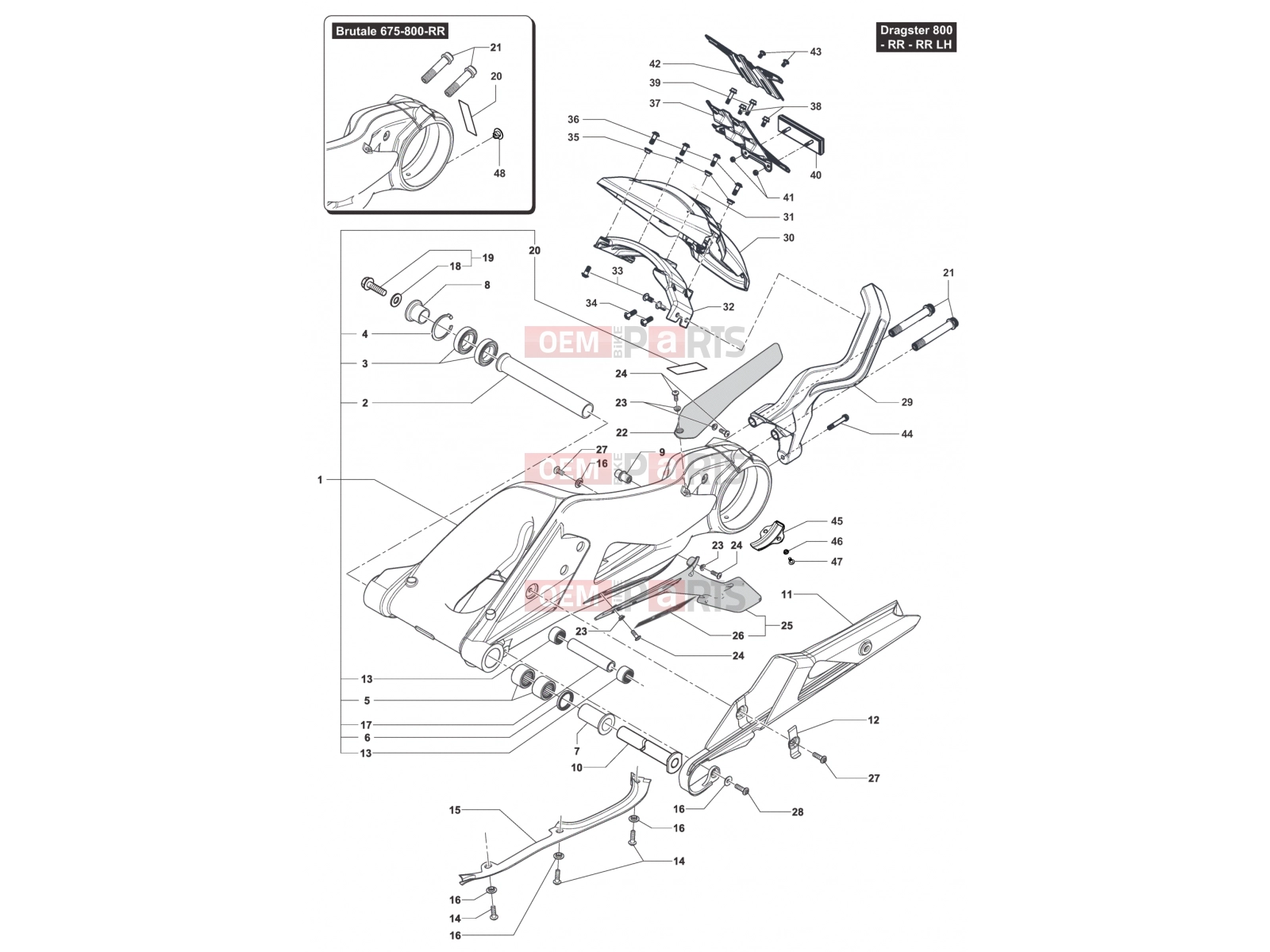 MV Agusta Brutale 675 Swingarm Assembly