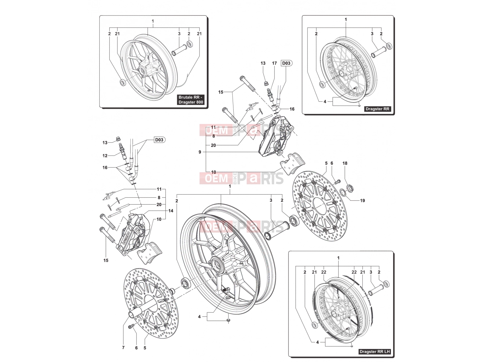 MV Agusta Brutale 800 RR Front Wheel Assembly