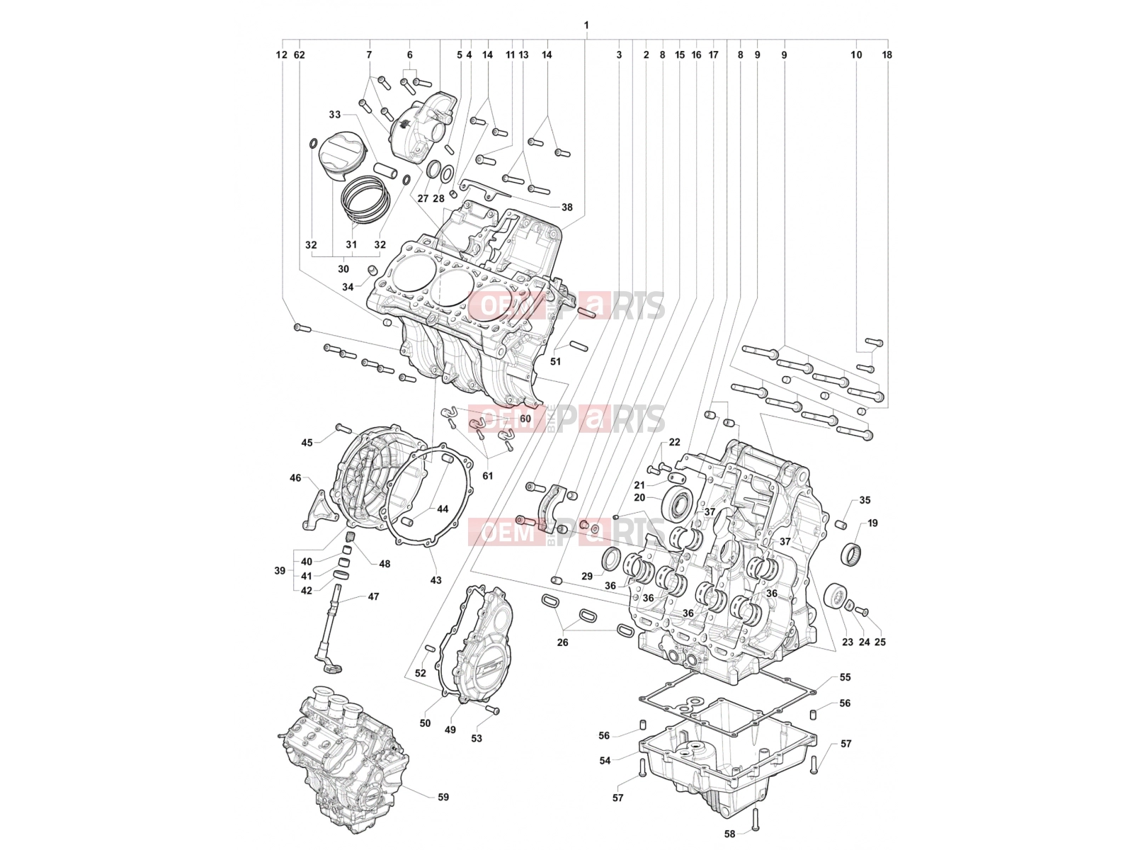 MV Agusta Brutale 800 RR Crankcase Assembly