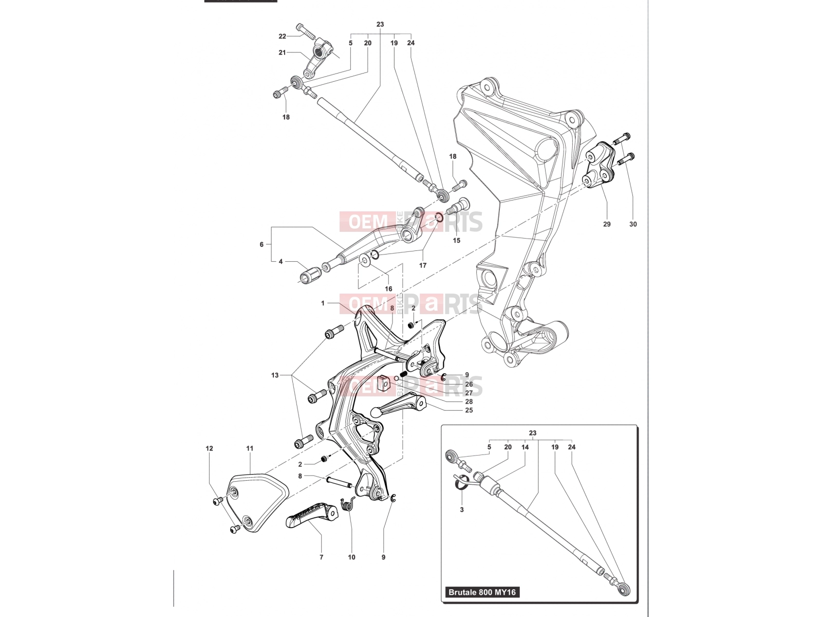 MV Agusta Brutale 800 <2016 Footrest Assembly Left