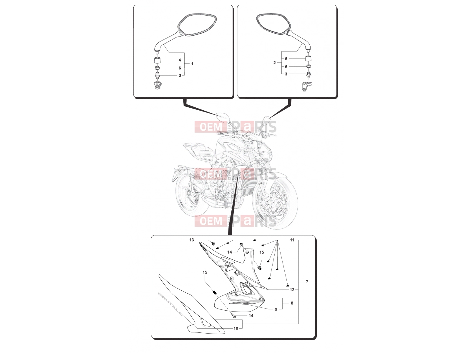 MV Agusta Brutale 800 <2016 Mirrors - Covers