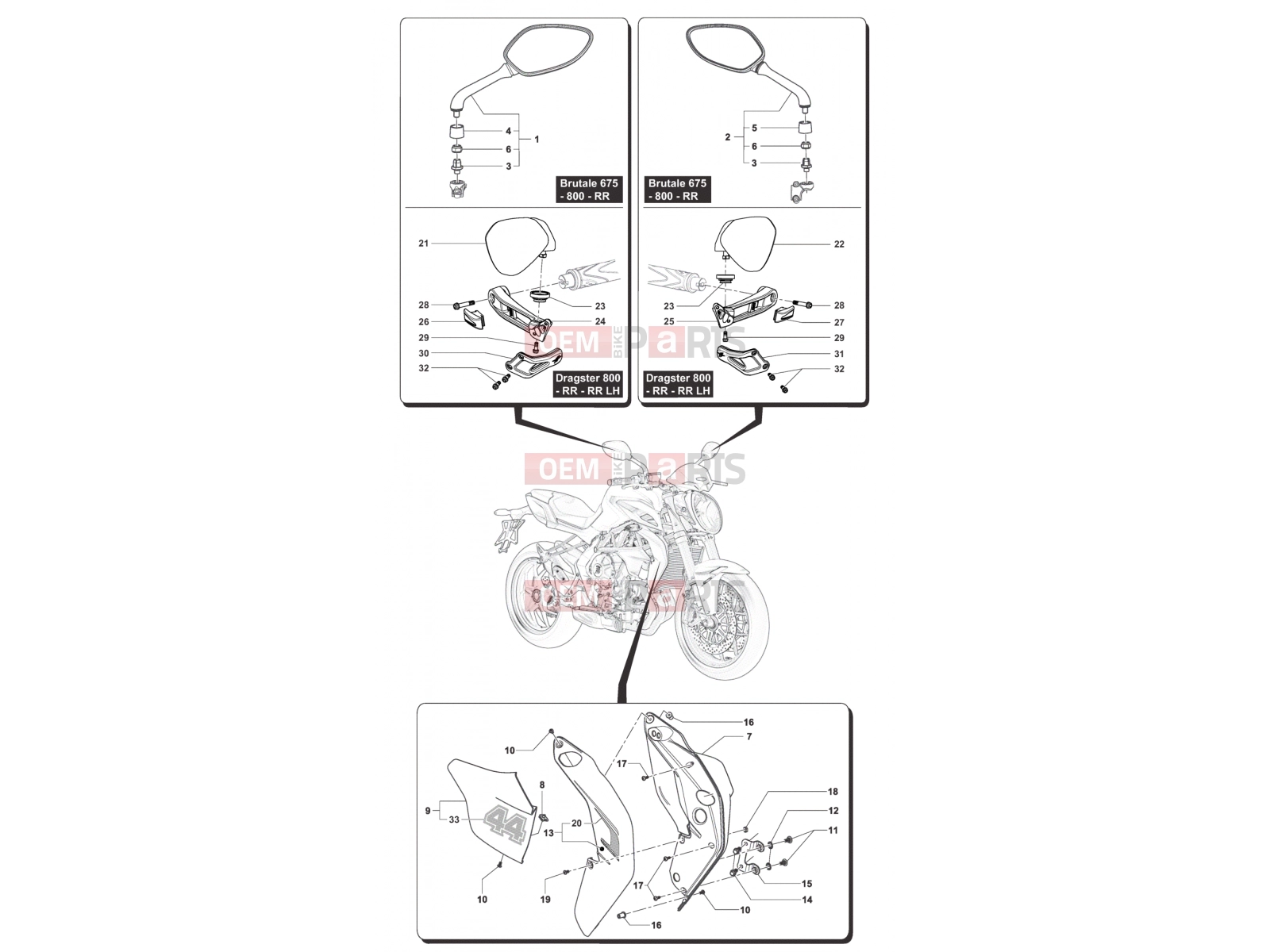MV Agusta Dragster 800 Mirrors - Covers