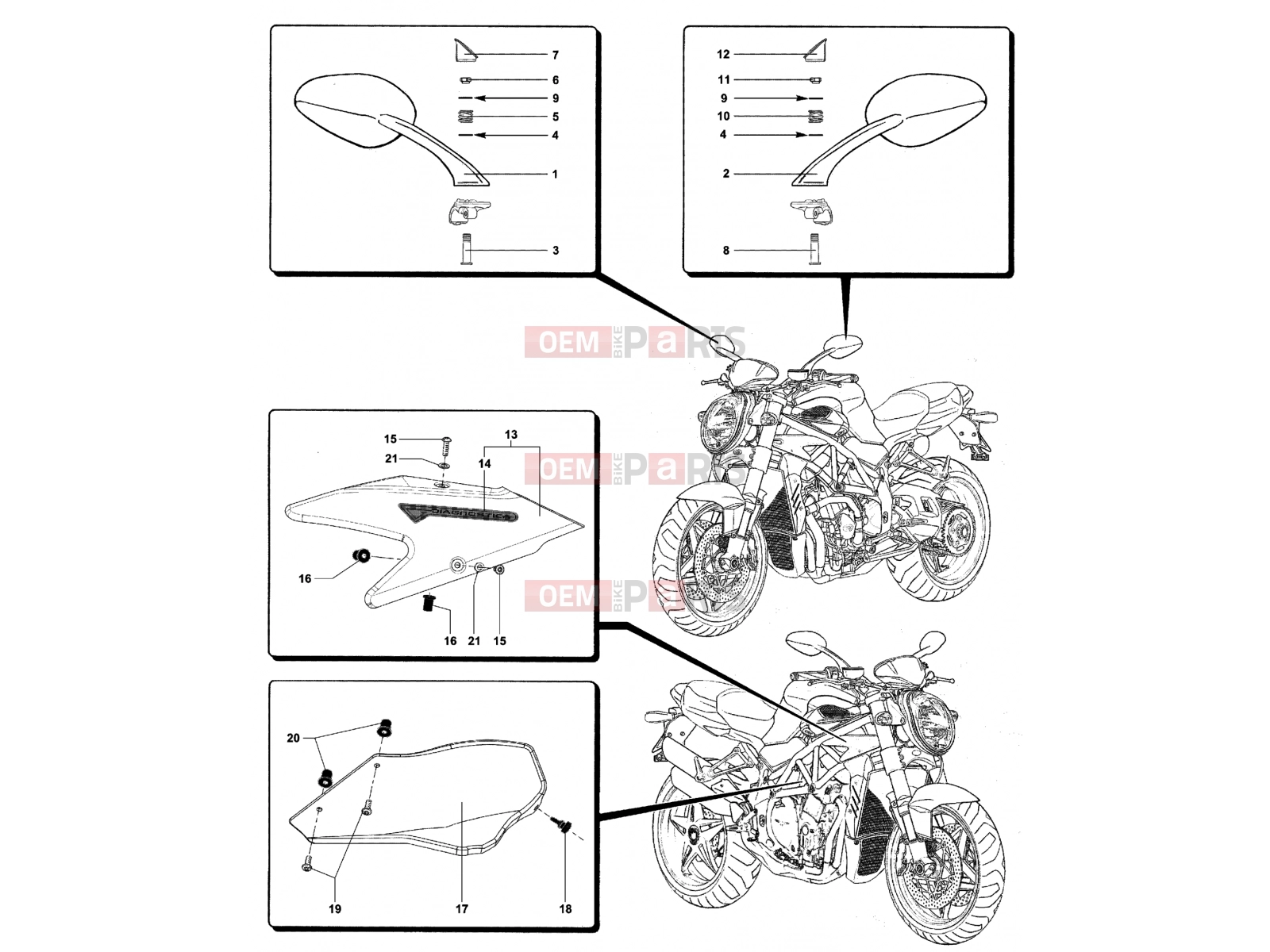 MV Agusta Brutale 910 S Mirrors - Covers