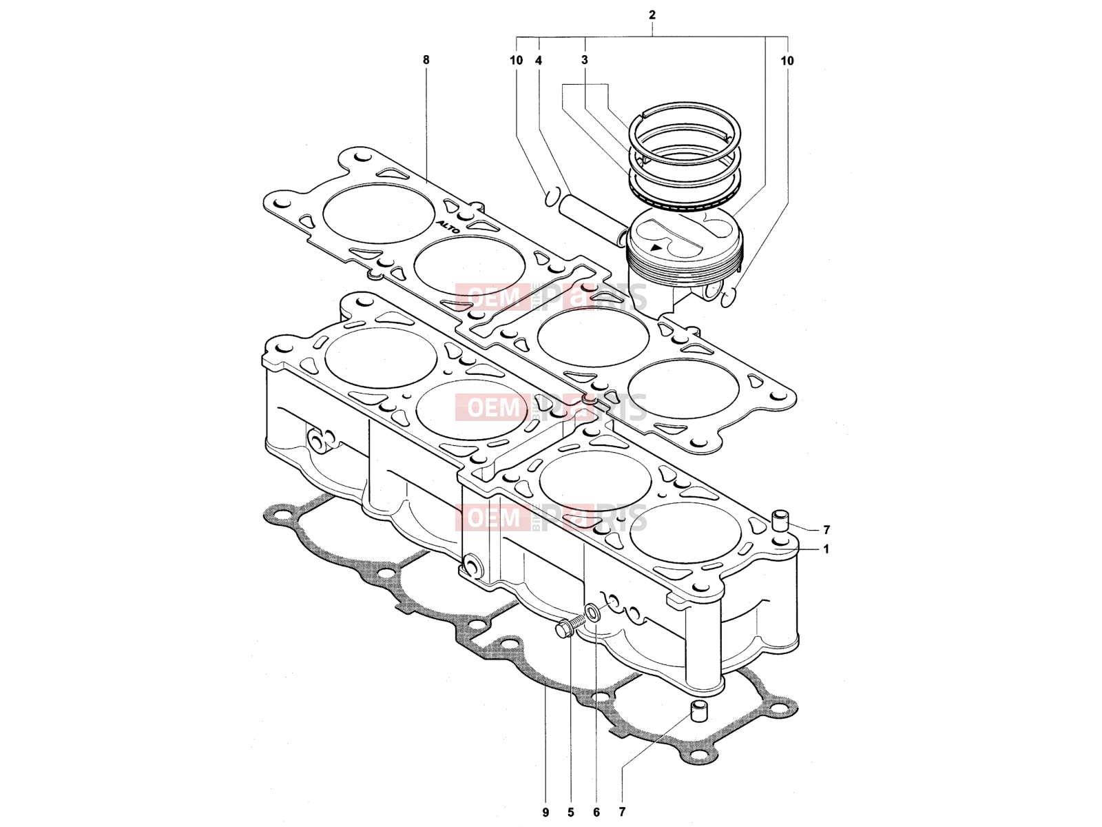 MV Agusta Brutale 910 S Cylinder & Piston Assembly