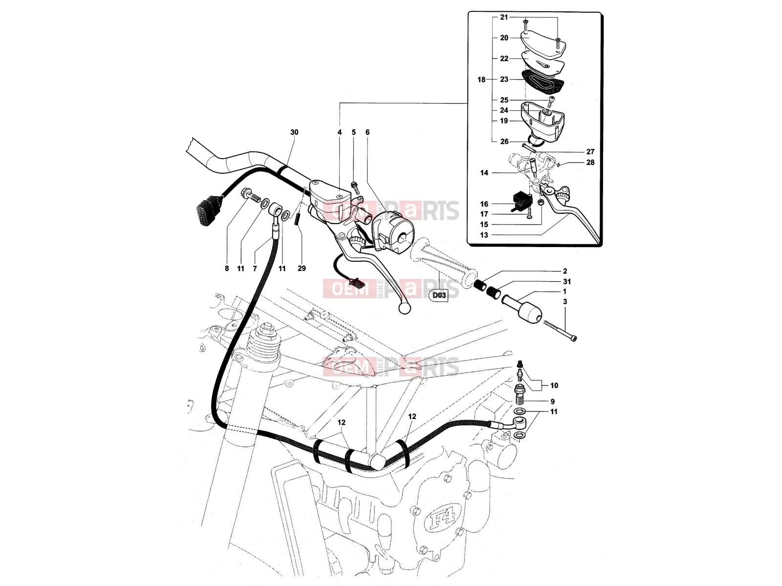 MV Agusta Brutale 1078 RR Handlebar Assembly Left