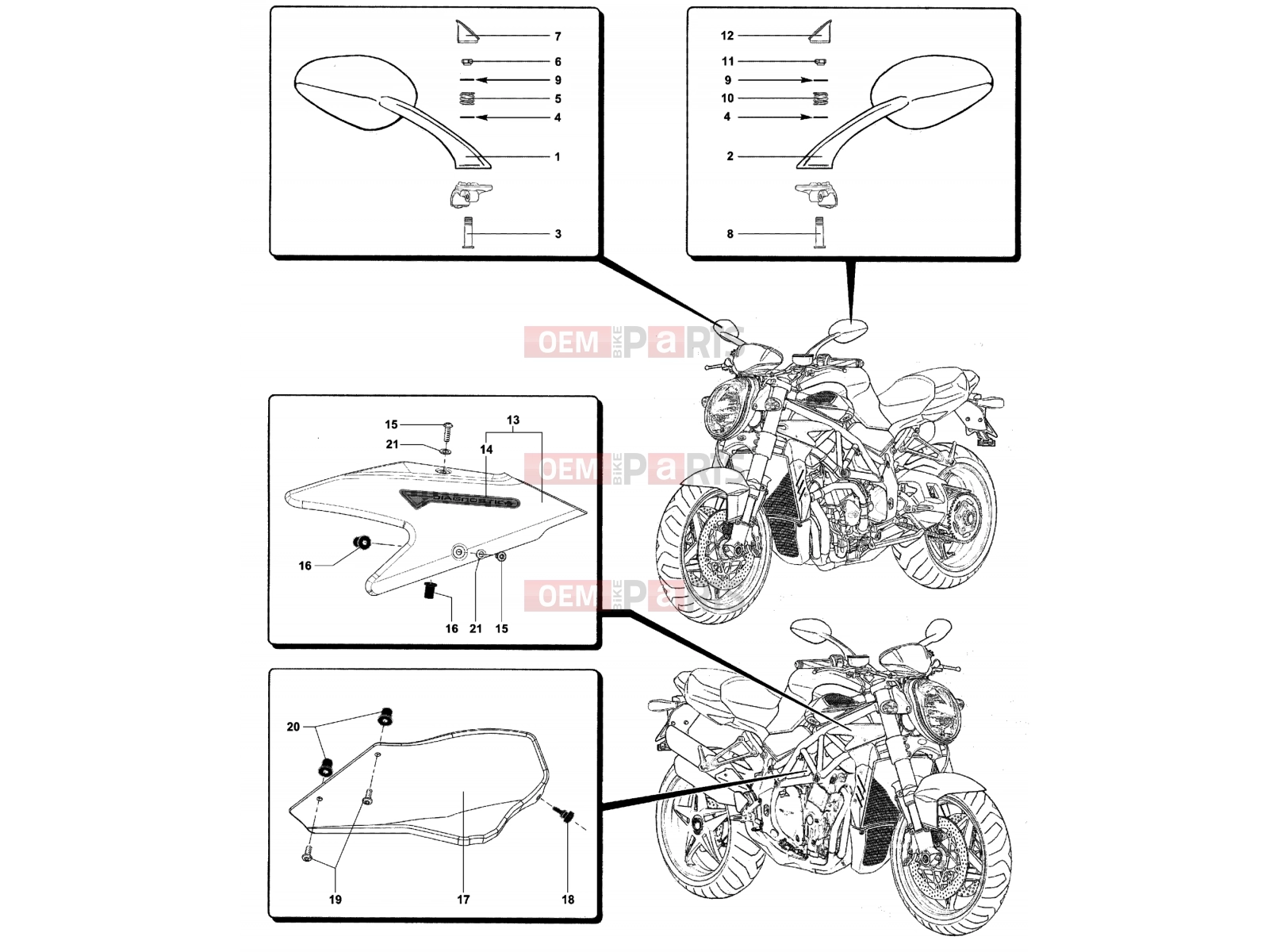 MV Agusta Brutale 1078 RR Mirrors - Covers