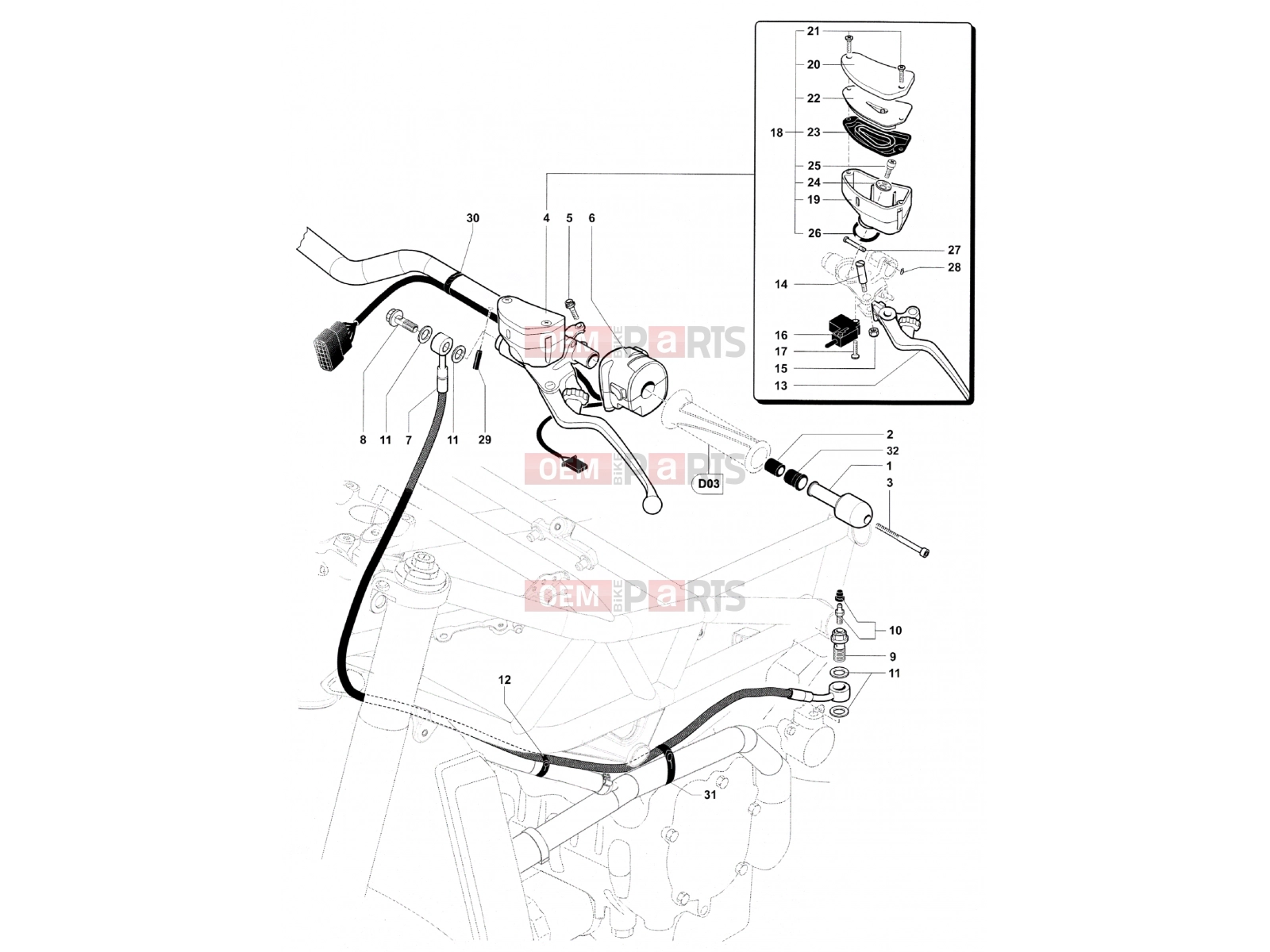 MV Agusta Brutale 920 Handlebar Assembly Left