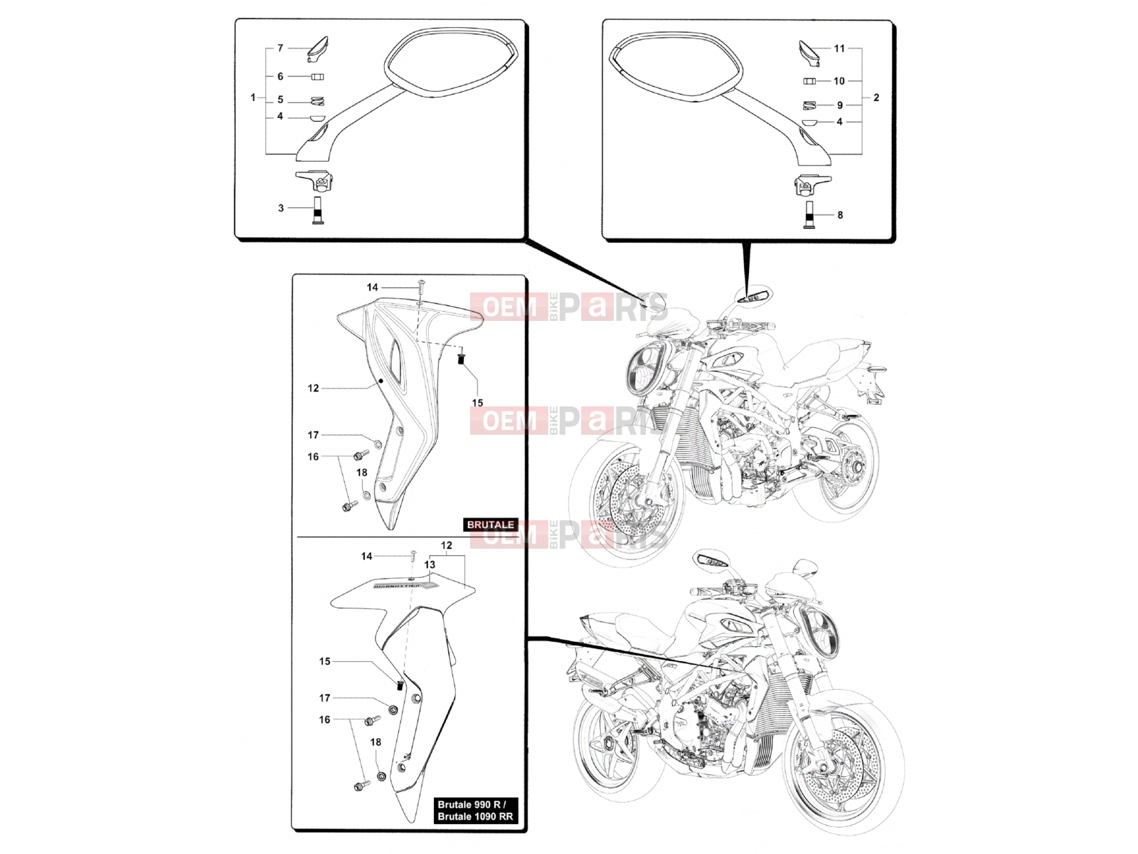 MV Agusta Brutale 920 Mirrors - Covers