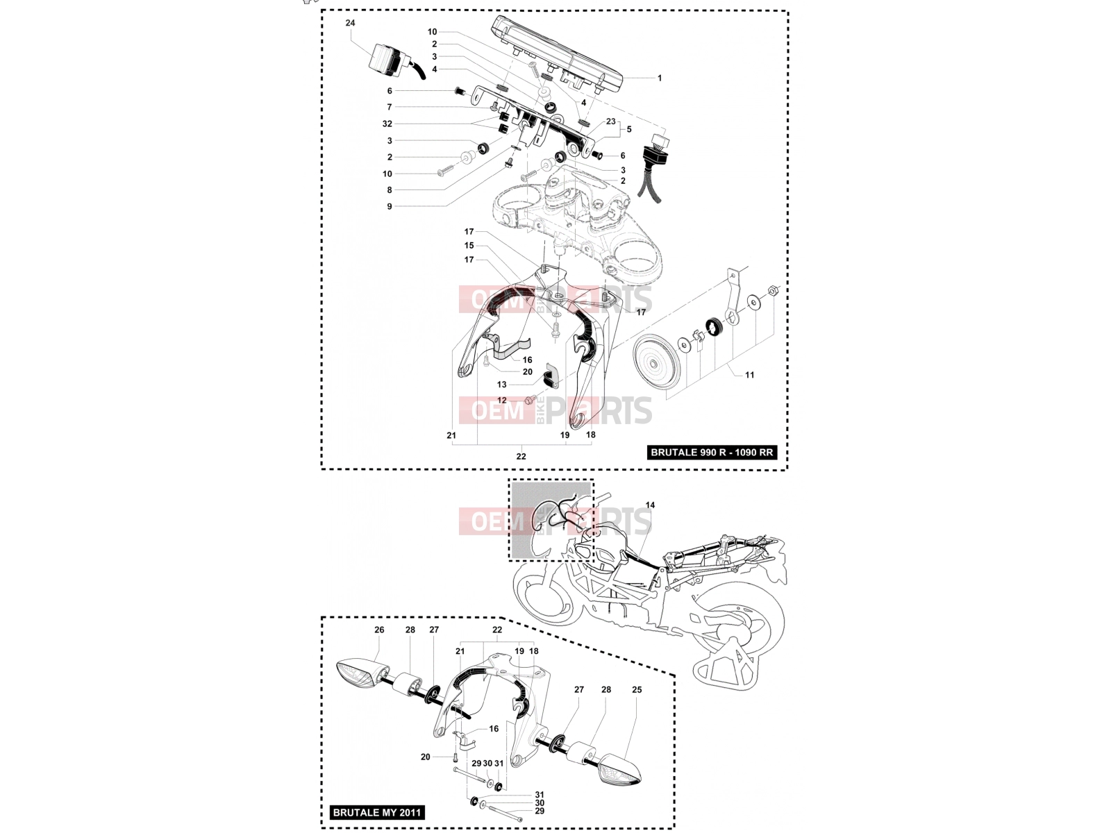 MV Agusta Brutale 990 R Dashboard - Indicators